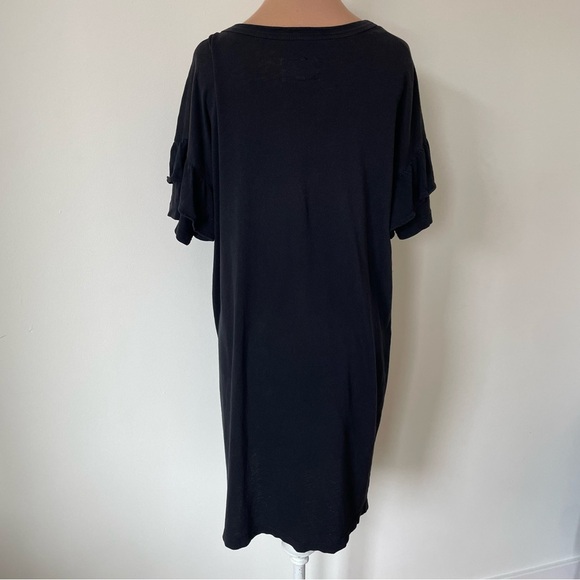 Current Elliott Ruffle Short Sleeve Roadie Washed Black T-Shirt Dress EUC 0/XS - Picture 7 of 12